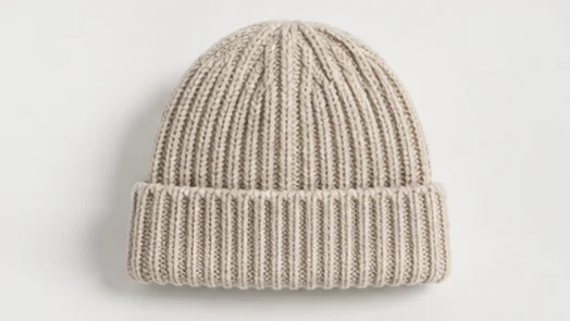 Oatmeal ribbed knit beanie