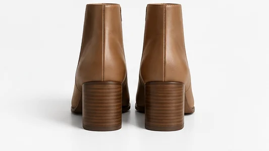 Tan ankle boots back heel view