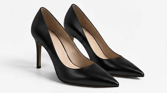 Black pointed-toe pumps