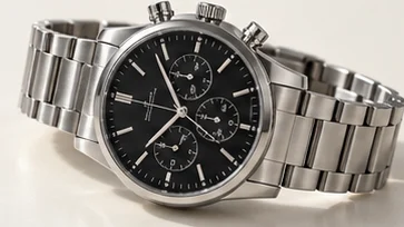 Steel chronograph with a black dial