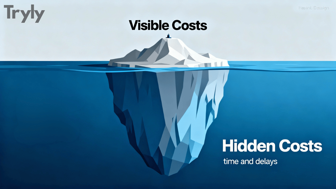 Hidden costs of fashion photoshoots infographic - coordination time, delays, reshoots, and inconsistency