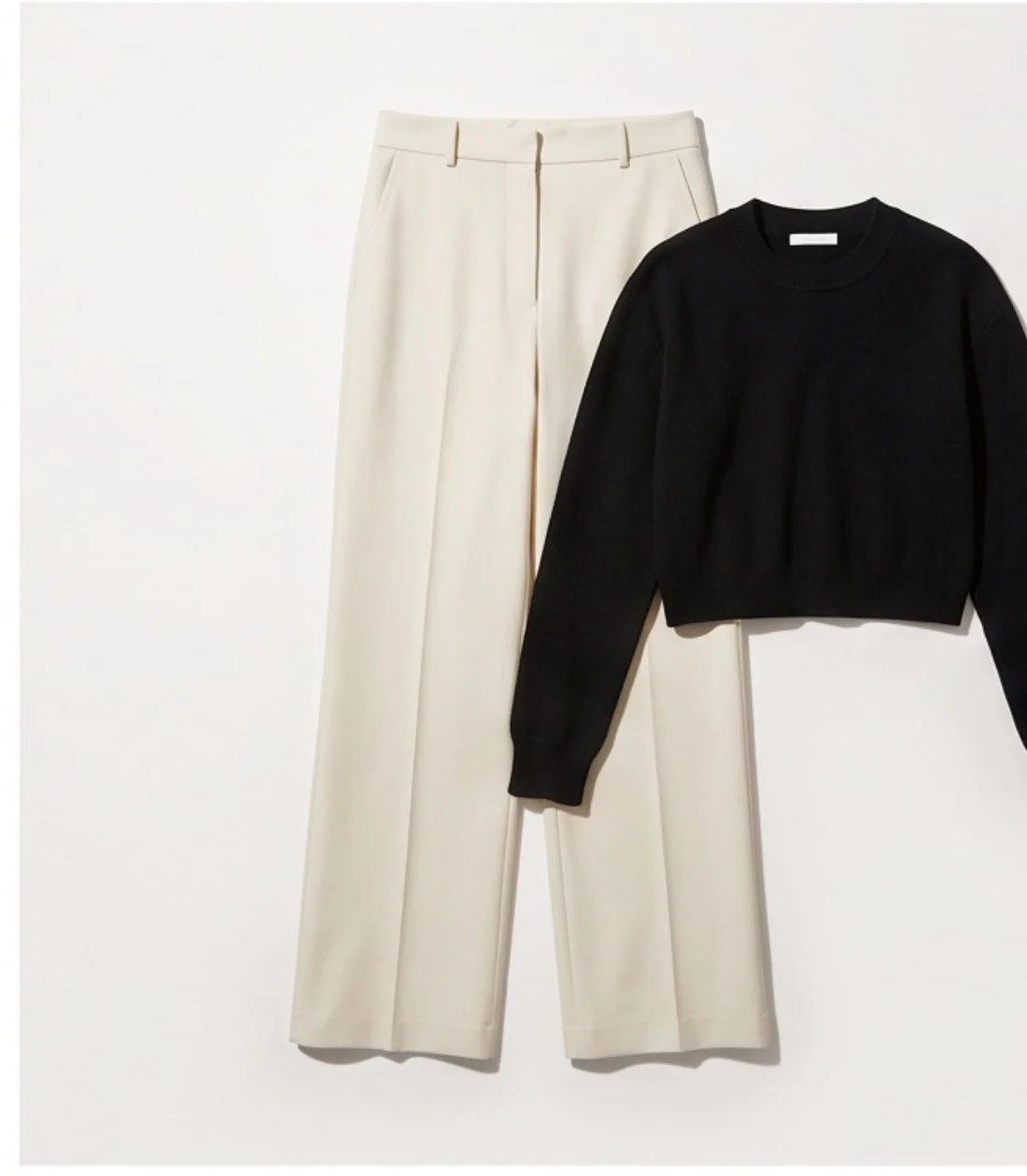 Wide-leg tailored trousers, original photo