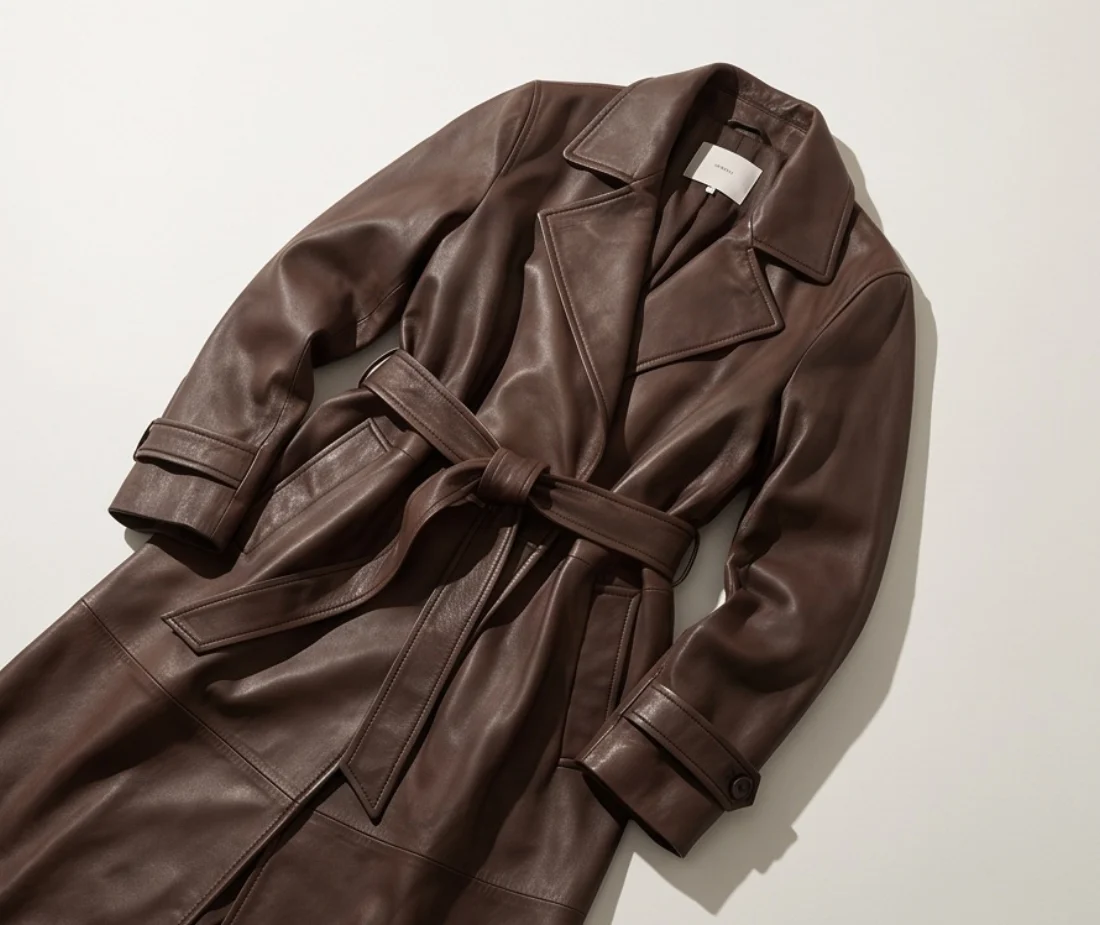 Leather trench coat, original photo