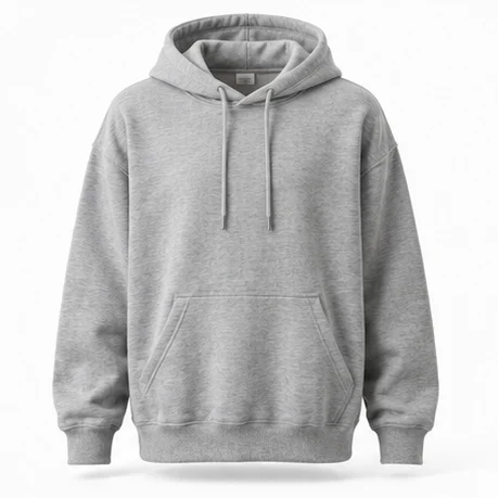 Grey hoodie as a ghost mannequin, Front View